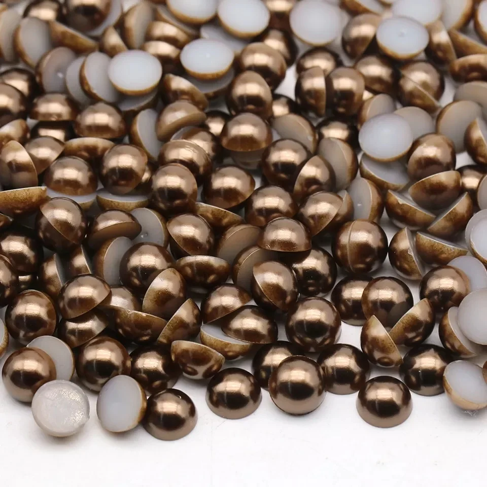 Wholesale Green Half Pearls ABS Beads Half Pearls In Bulk Flatback Beads For Garment