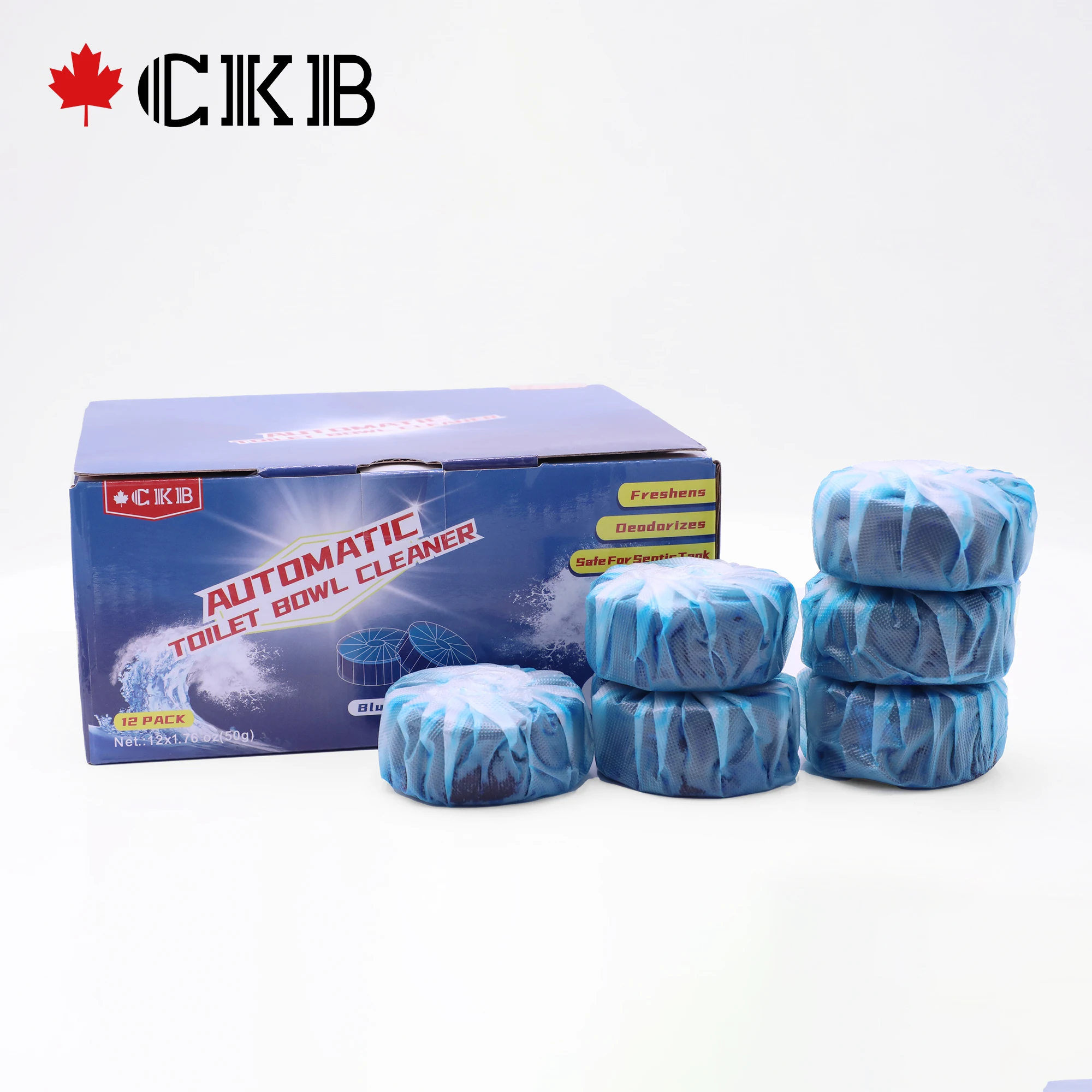CKB Sustainable Bathroom Disposable Solid Bleach Block Blue Bubble Automatic Toilet Bowl Cleaner