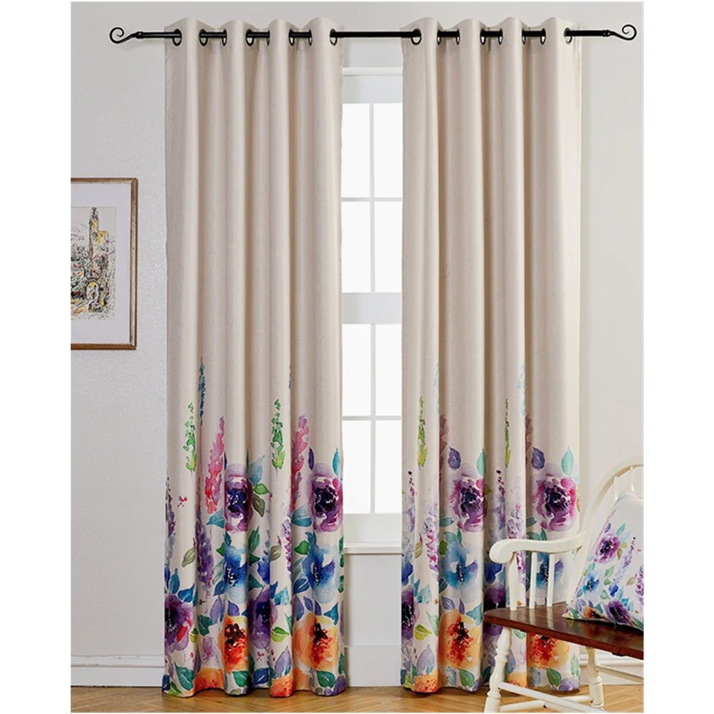 2022 High Quality Printing Blackout Curtain Luxury Cheap 100% Polyester Linens Floral Design Blackout Curtains For Living Room (1600483752768)