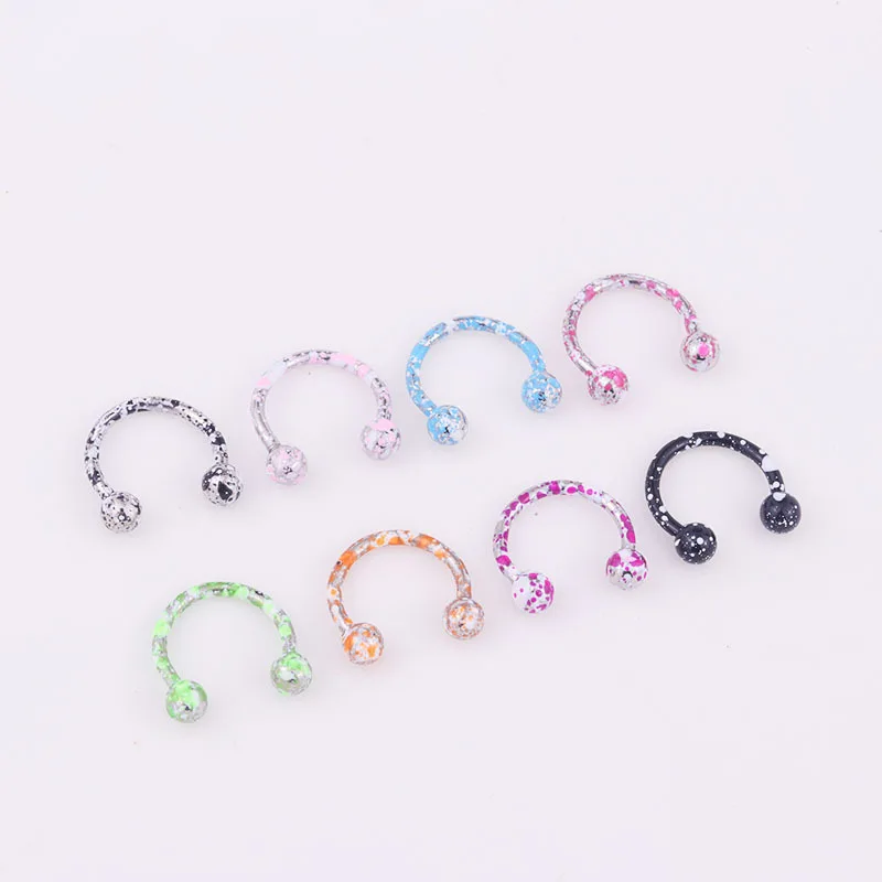 
8 color stainless steel puncture paint C shaped round ball designer clip on nose ring septum nasal ring lip nose ring cc 