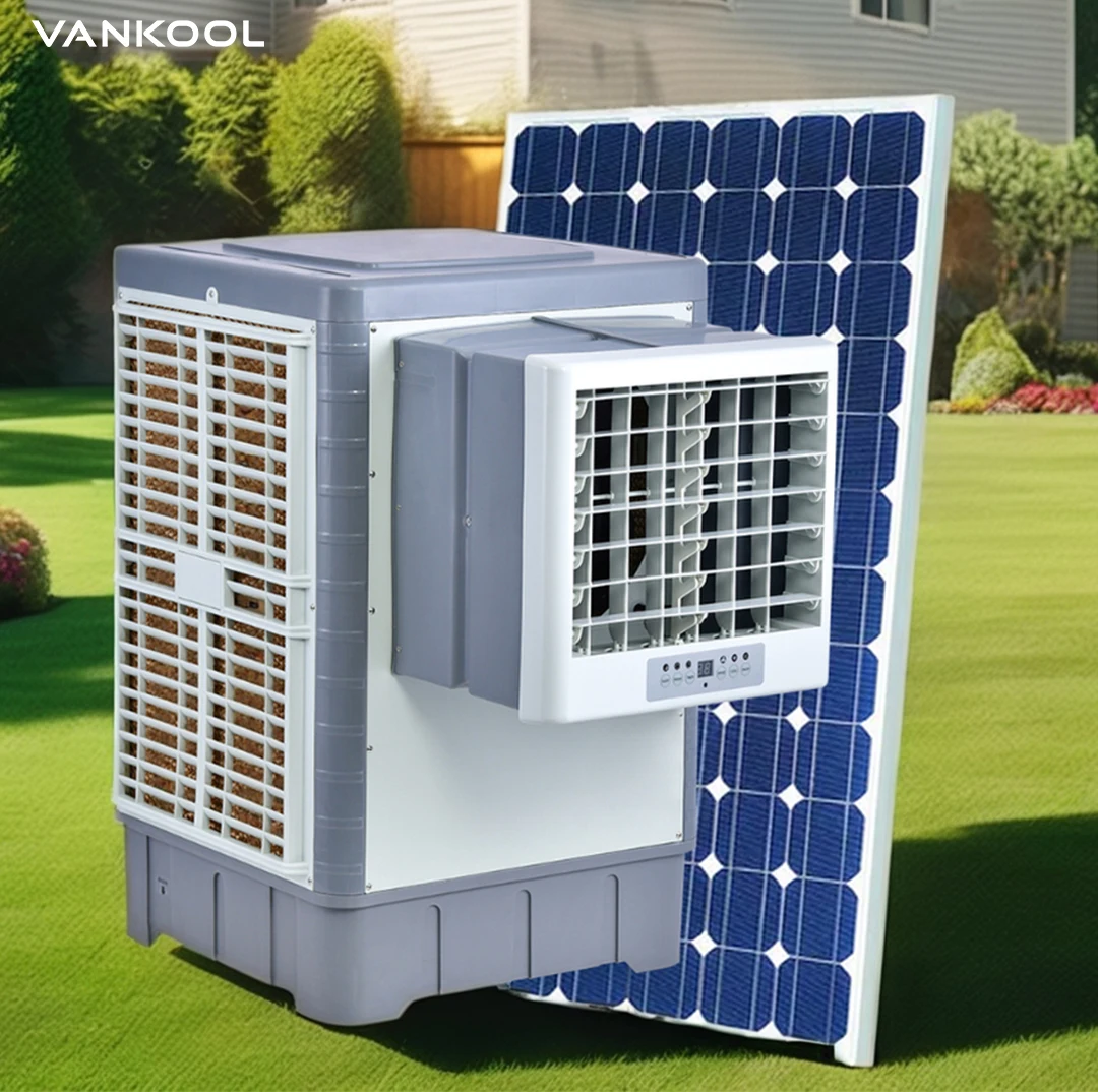 7000cmh evaporative dc solar powered window air conditioner wall mounted rechargeable evaporative air cooler