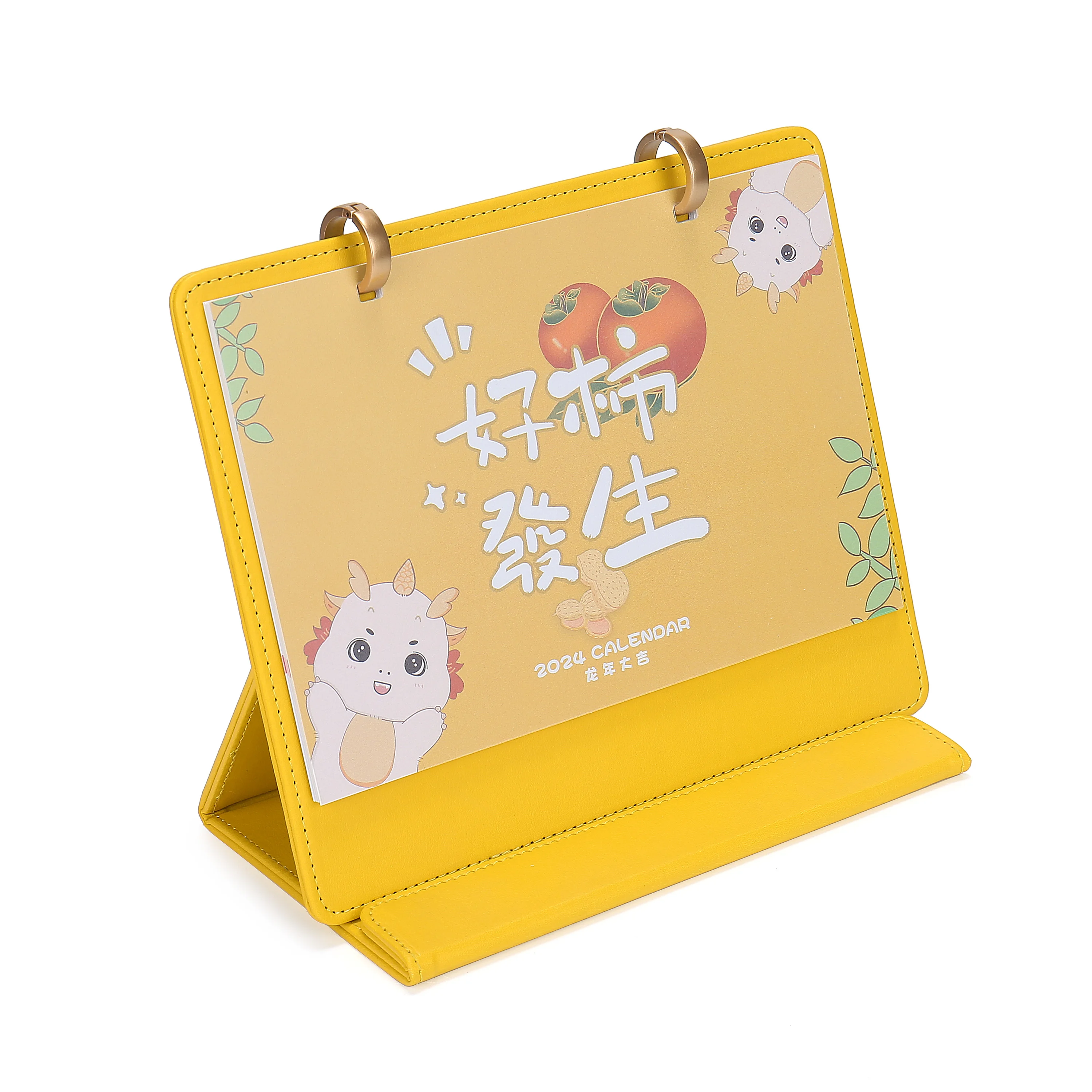 China Manufacturer 2025 Agenga Calendar Diary Journals Pu Leather Desk Calendar Planner Stand Up
