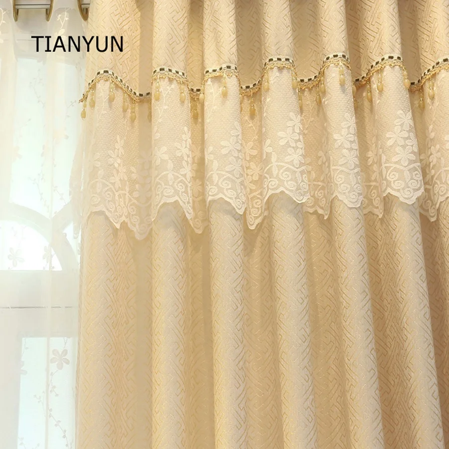Luxury Home Textiles Elegant Bedroom Ready Made Jacquard Window Curtains