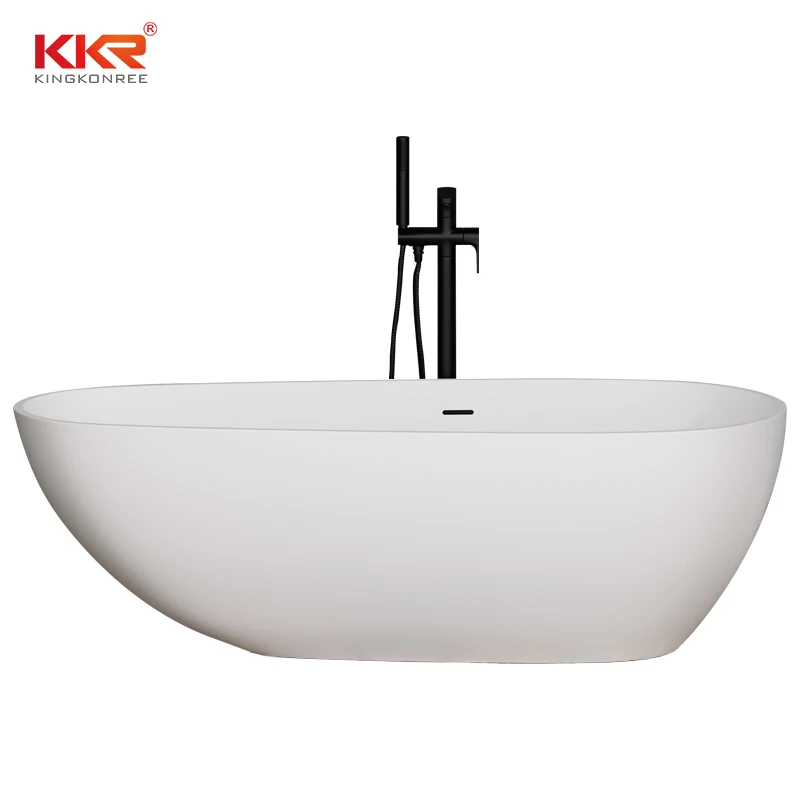 KKR Modern Design Oval Shaped Standalone Solid Surface Bathtub Acrylic Freestanding Bath Tub