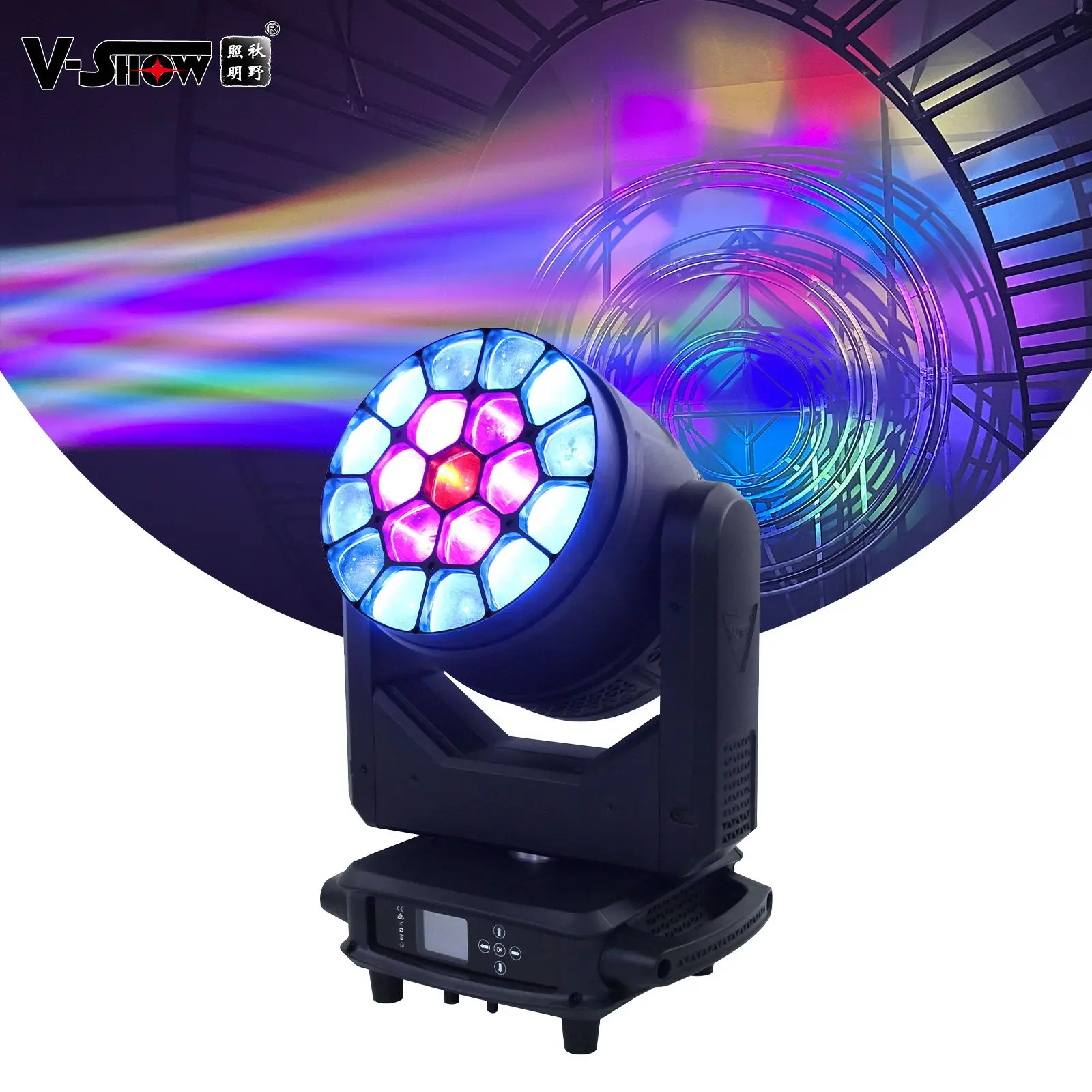 VSHOW R1940L Splash Wash Moving Heads 19pcs 40W RGBW LED Beam Wash Big Eye Moving Head DMX Stage Lights