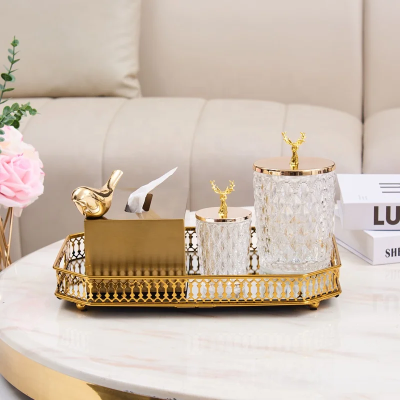 Европейский светлый роскошный зеркальный стеклянный металлический поднос для гостиной журнальный столик для веранды поднос для хранения воды поднос для чая