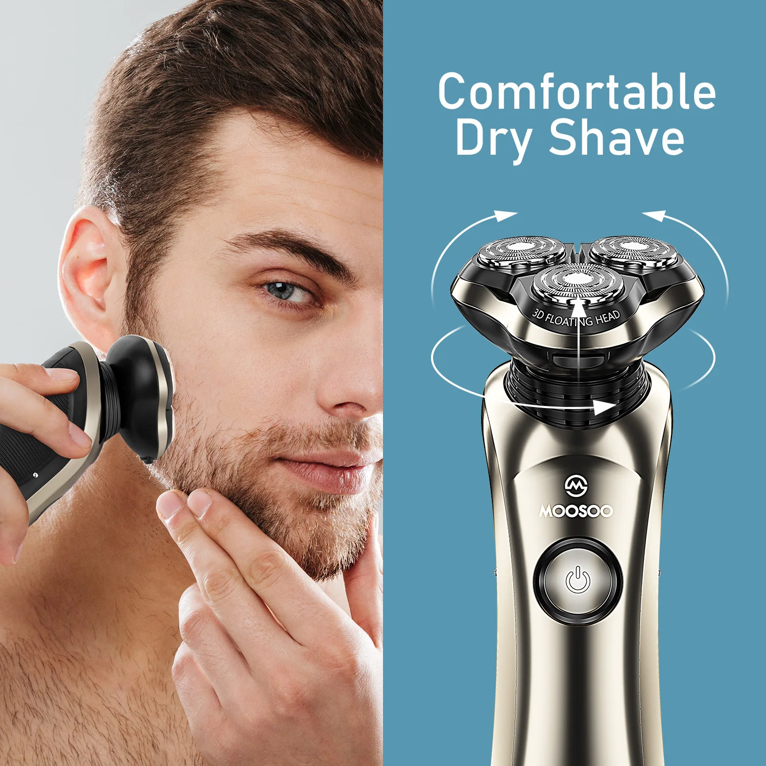MOOSOO 8G Waterproof Rechargeable Shaving Machine 3D All  Around Floating Head Shaver Barber for Men Electric Shavers