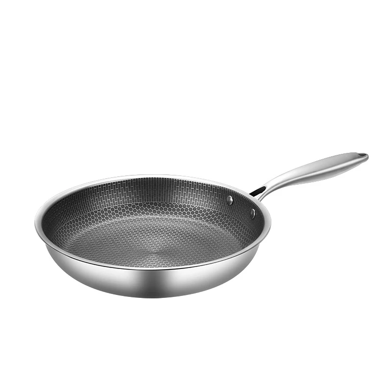 High-Quality 316 Stainless Steel Cooking Pan Cookware Sets 2.0mm Non Stick Stainlesstriple Steel Wok 12 Inch Frying Pan With Lid