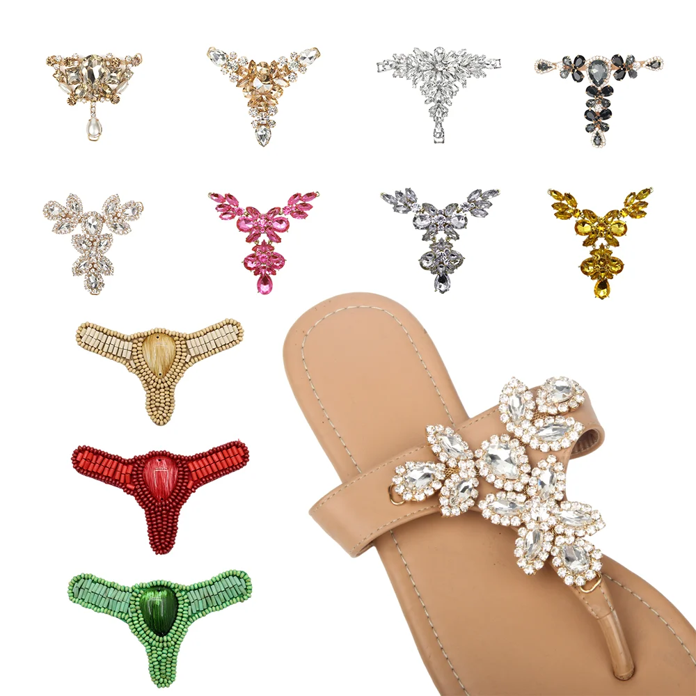Beautiful flower handmade pearl rhinestone shoe accessories for women shoes