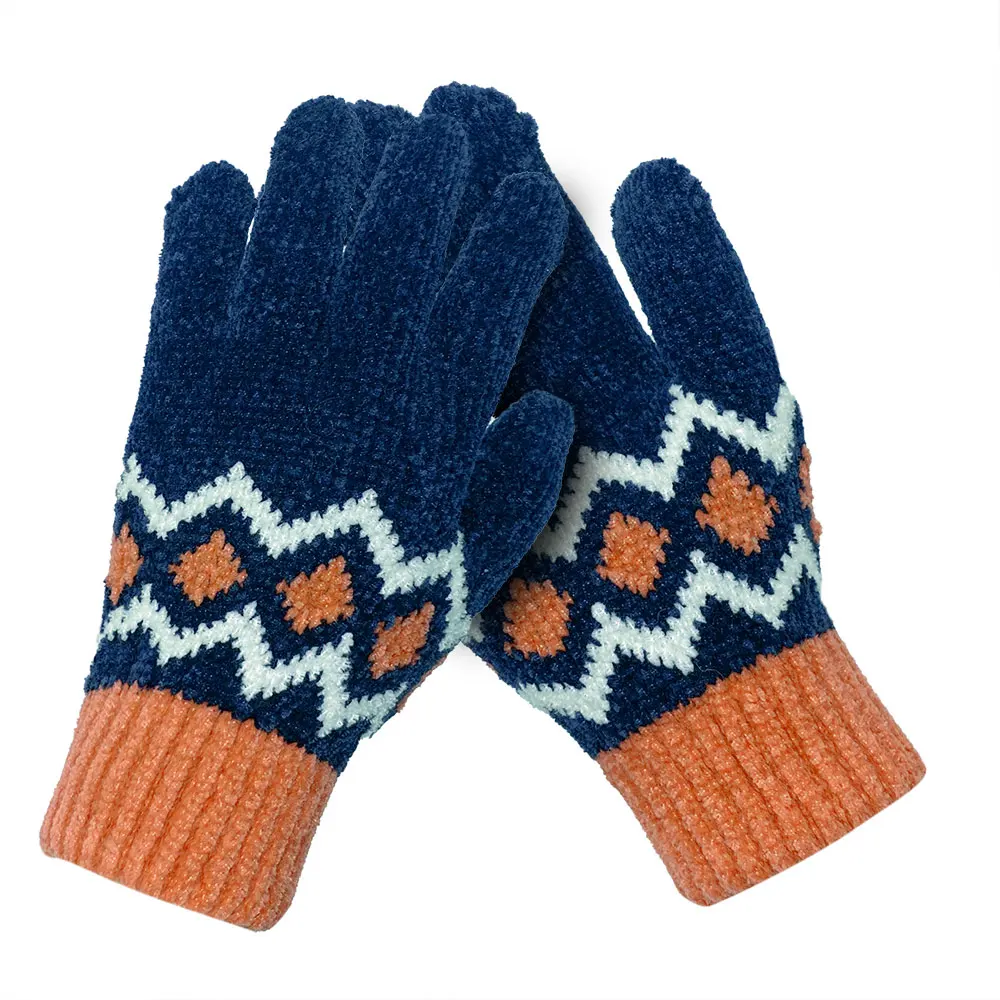 Jacquard Chenille Knitted Gloves Adults Winter Magic Stretch Gloves for Winter One Size ( 20 Cm ) Winter Warm Gloves Acrylic