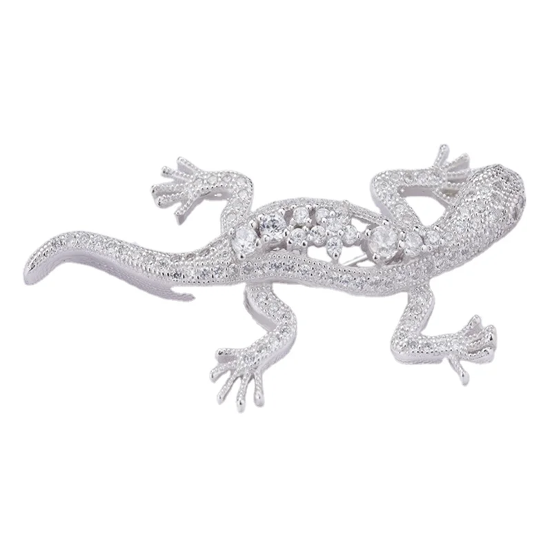 
Silver White Mini Lizard Animal Brooch 