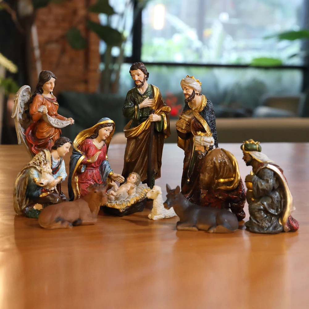 Loving nativity scene set figurines custom resin statue religious baby Jesus statue home decor gifts