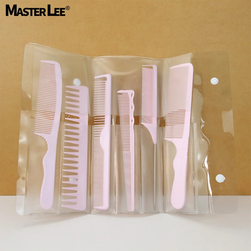 Private label Direct Wholesale ABS and alloy material 6 pcs fluorescent pink hair cutting comb set with holster