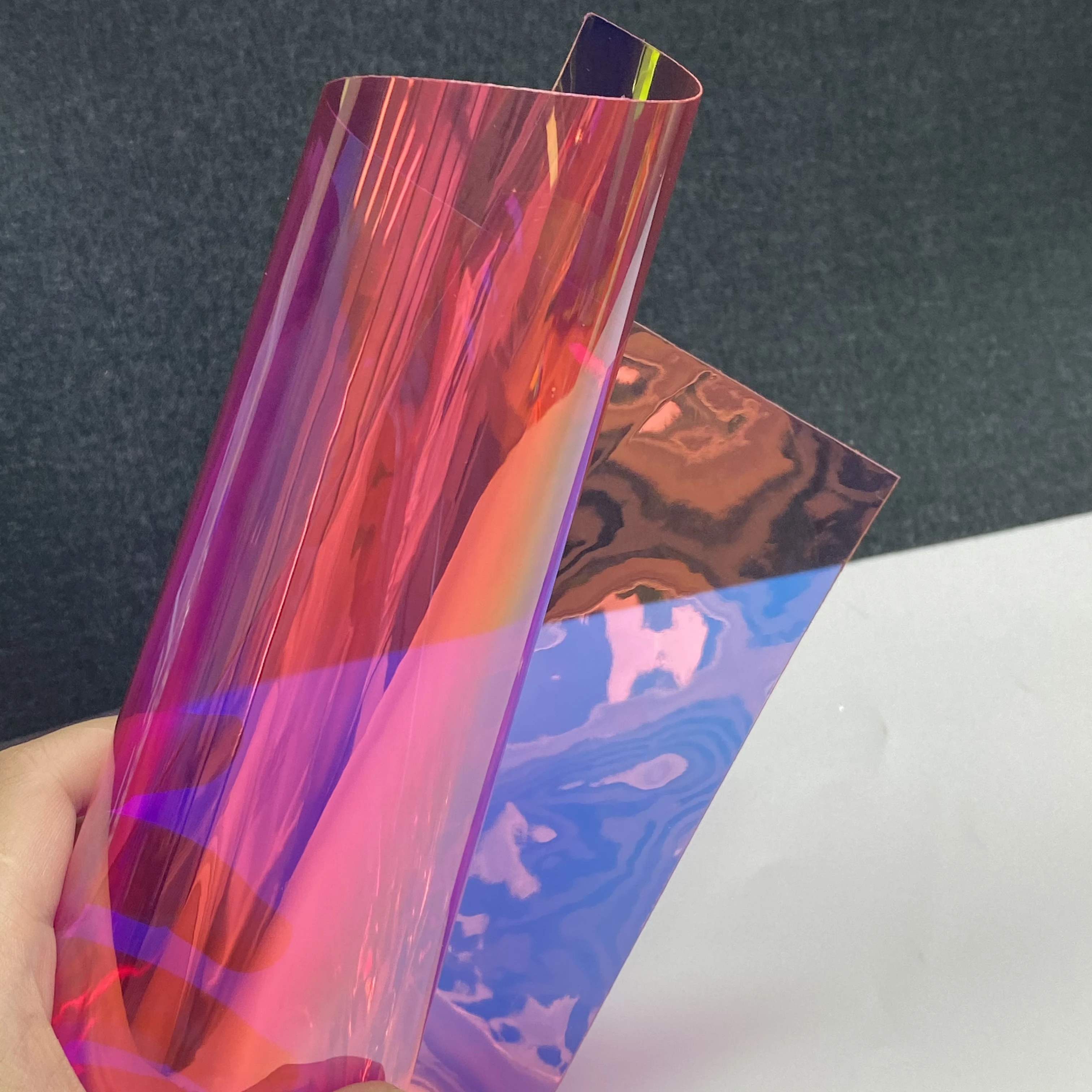 Holographic Plastic Rainbow Transparent PVC Iridescent Film Vinyl For Bow Crafting