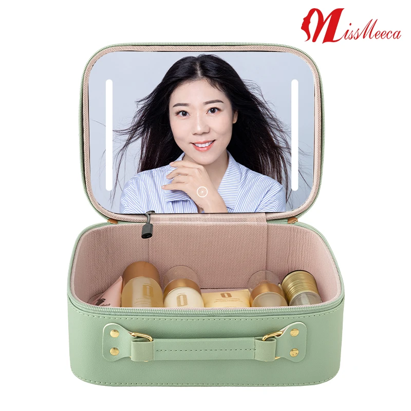 Espejo Decorativo Espejo Con Luz Cosmetic Case With Mirrors Sets Professional Compact Lighted Makeup Bag Mirror