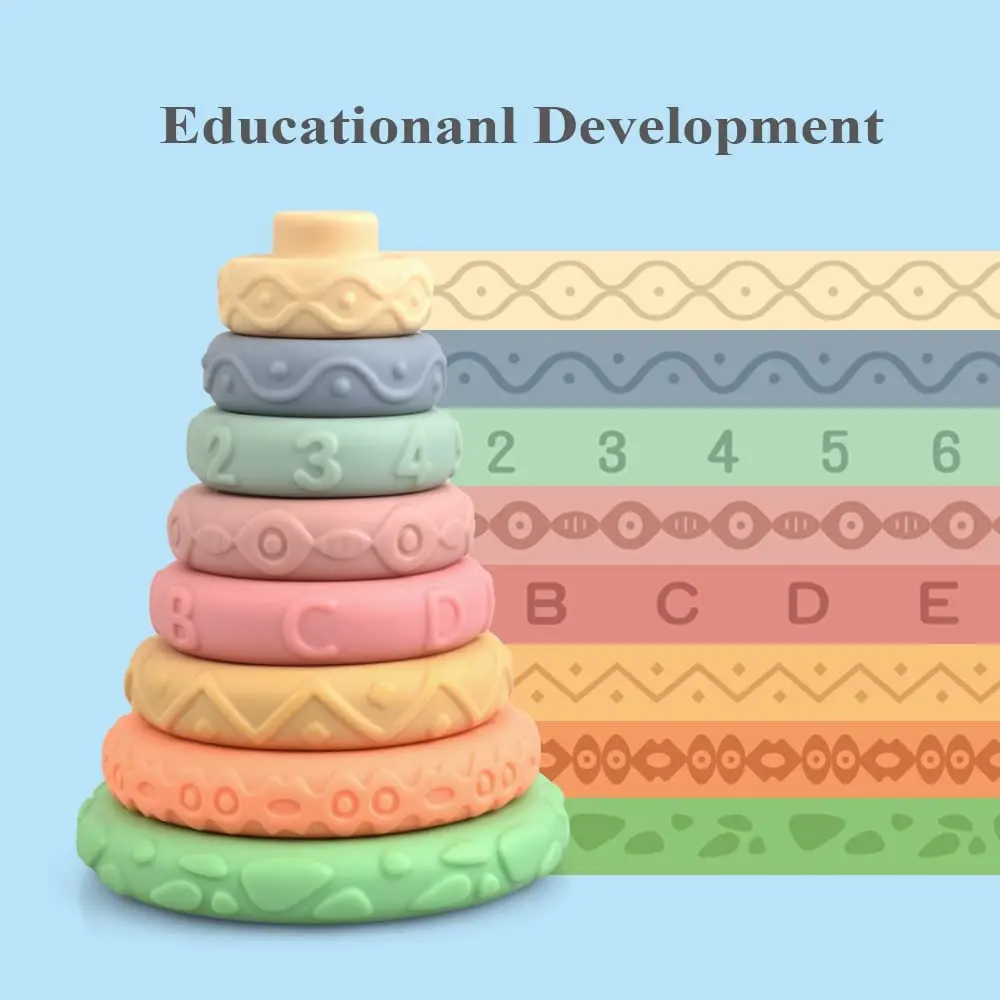 8 шт. Детские укладки и матрешка Игрушки силиконовые колец игрушка укладчик мягкие строительные блоки натуральные детские игрушки