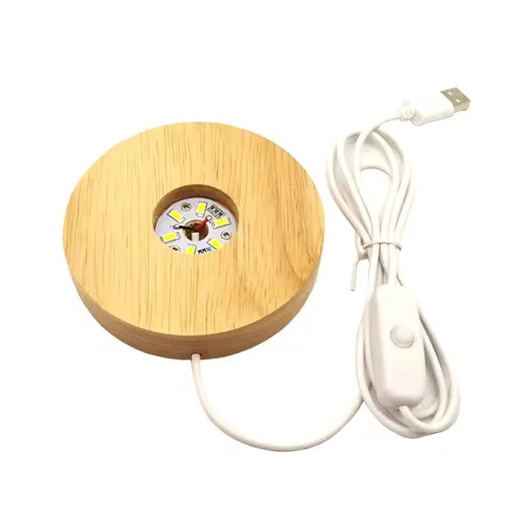 OEM USB Cable Touch switch Led Wood base Remote Control ABS Night Lamp acrylic wooden base lamp led 3d night light base