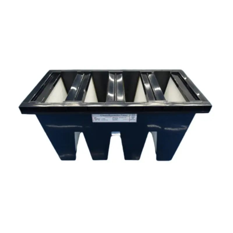 ABS Plastic Frame Pleated Compact High Efficient V Bank Air Filter For Swine Farm