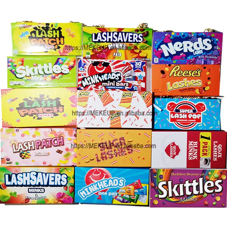 Mink eyelash vendor wholesale price custom eye lash packaging box ready to ship 25mm mink lash box packaging cute candy lashbox