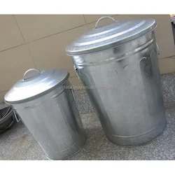 Galvanized Garbage Can Metal Waste Bin Customized Outdoor Trash Bins