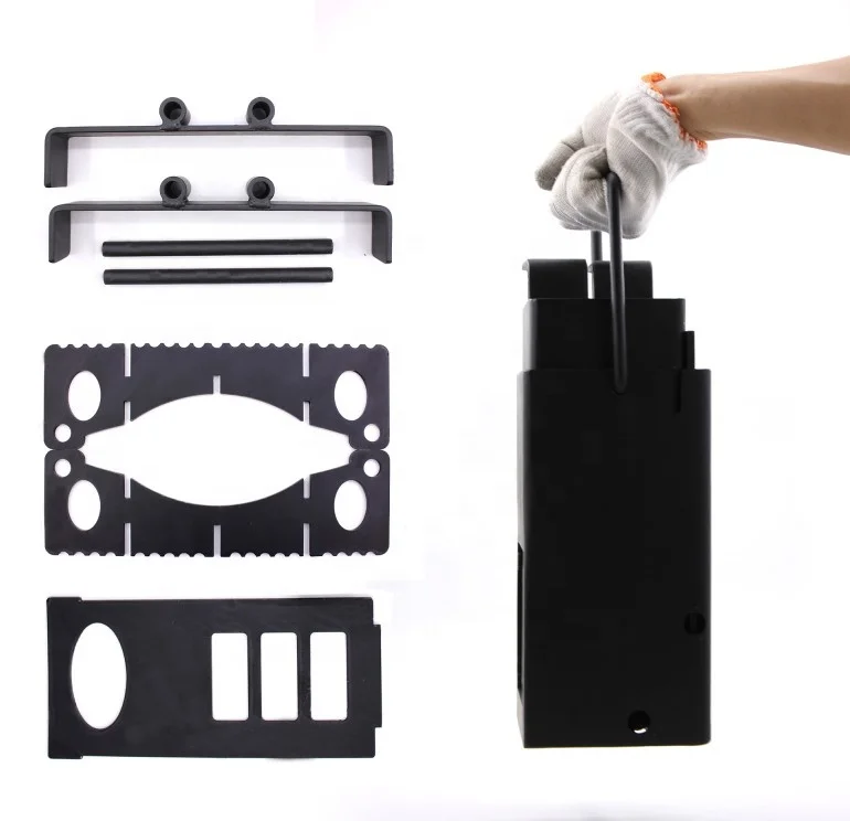 New Outdoor Black Steel Rocket Stove Portable Folding Wood Stove