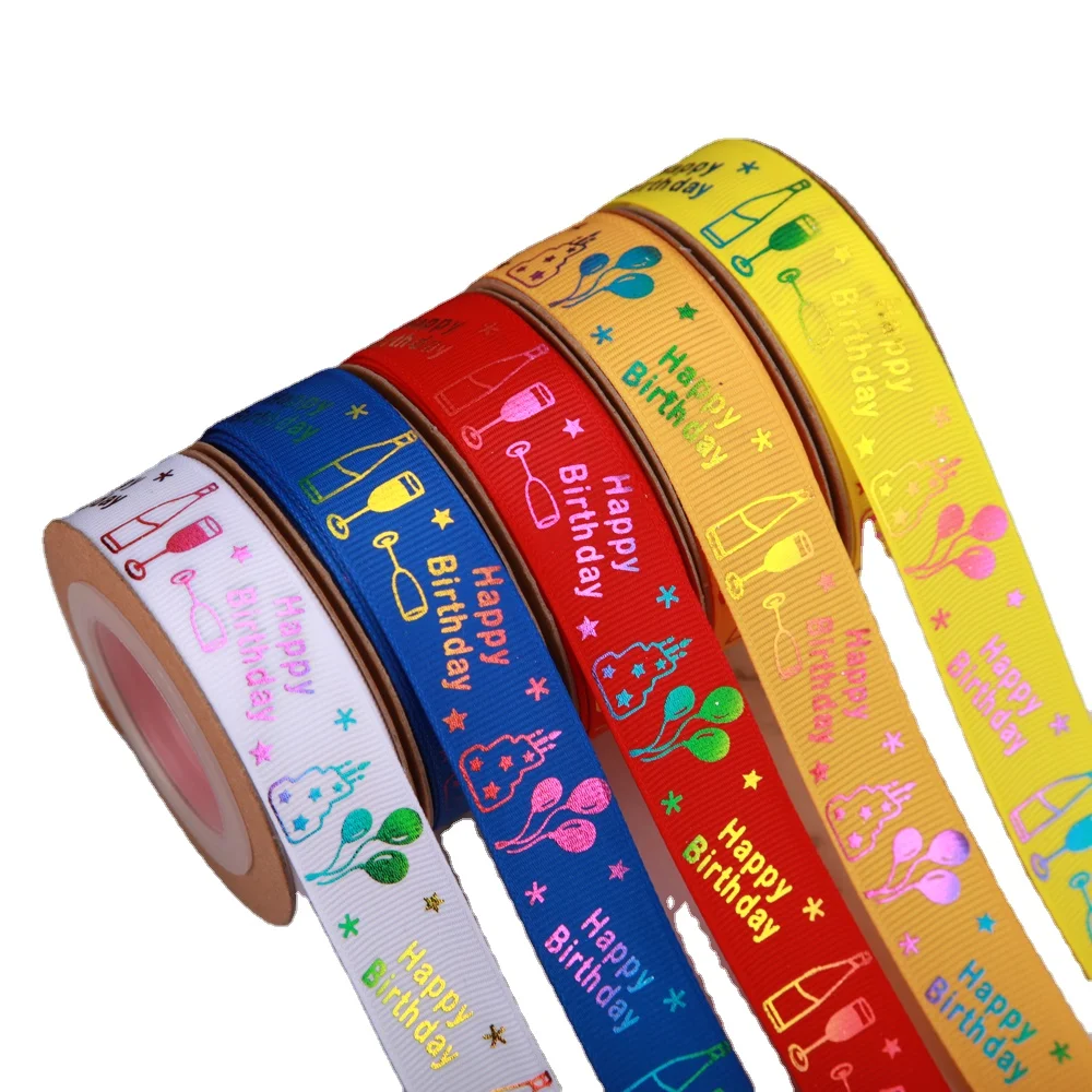 Factory Direct Sale 2.5Cm Ribbon Decorated Grosgrain Ribbon Rolls Printed Packing Bow Ribbons