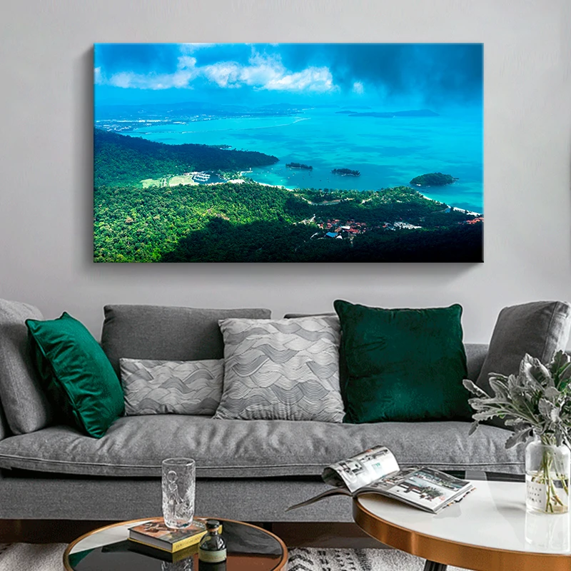 Современный красивый вид на море природный пейзаж Синий Морской пейзаж Картина маслом Декоративная Картина на холсте для гостиной Настенная картина