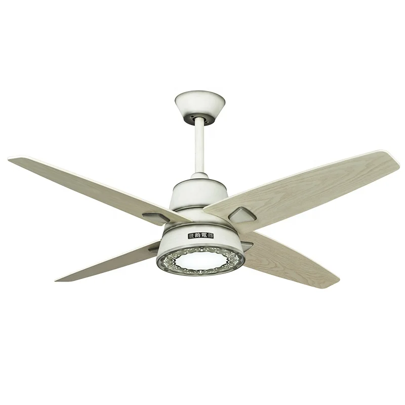 New white wooden blades high speed 110 220v suspended ceiling light with fan for living dinning room