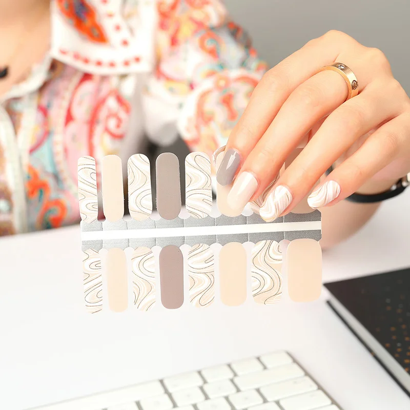 Gold river pattern real nail polish strips nail wraps nail stickers