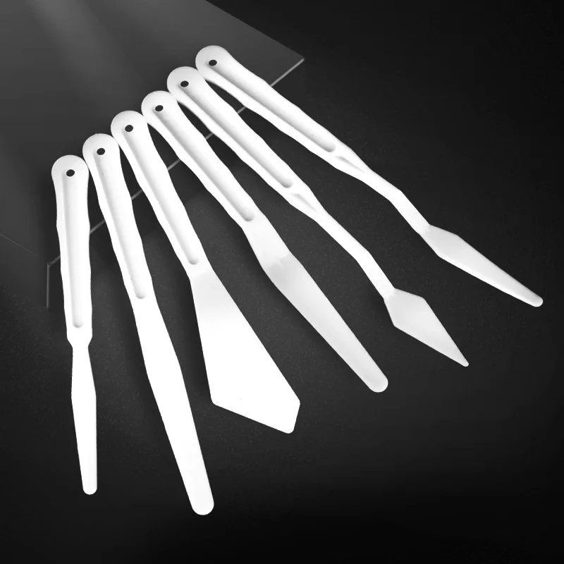 Прямая поставка с завода, пластиковый нож для масляной живописи, набор из 6 шт., Художественная гуашь, скребок для палитры акриловых красок