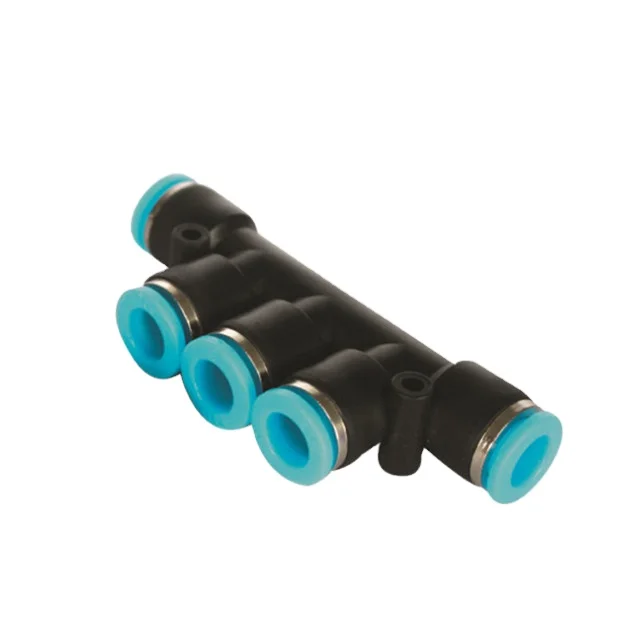 STNC Own Developed CPK Series Cyan Black Color Union Triple Branch Push In One Touch Quick Connector Fitting For Pneumatic Parts