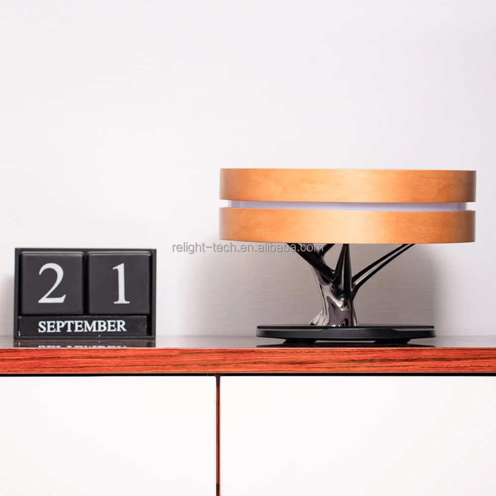 MESUN Modern CE ROHS New Round Tree Lamp LED Desk Lamp with Wireless Charger and Speaker