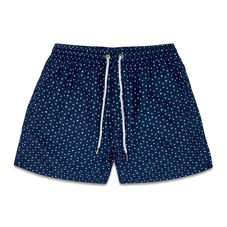 Low MOQ Custom Logo Summer Board Shorts Elastic Waist Mens Swim Shorts 100% Polyester Swim Trunks Beach Shorts For Men