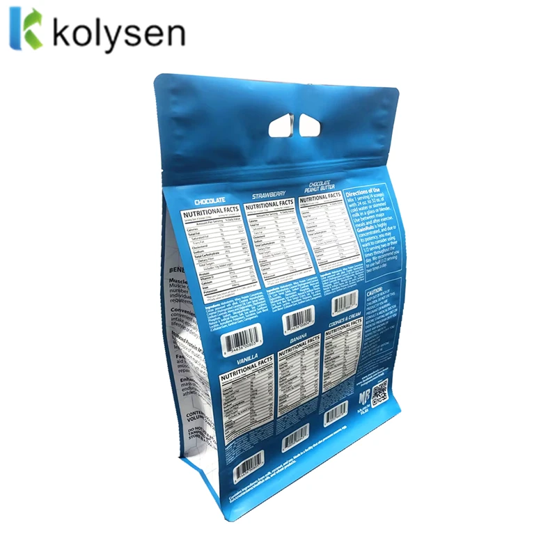 Manufacturers Custom Logo Pouch Packaging Ziplock Plastic Packaging Pouch  Food Whey 5kg Protein Powder Packaging Bag