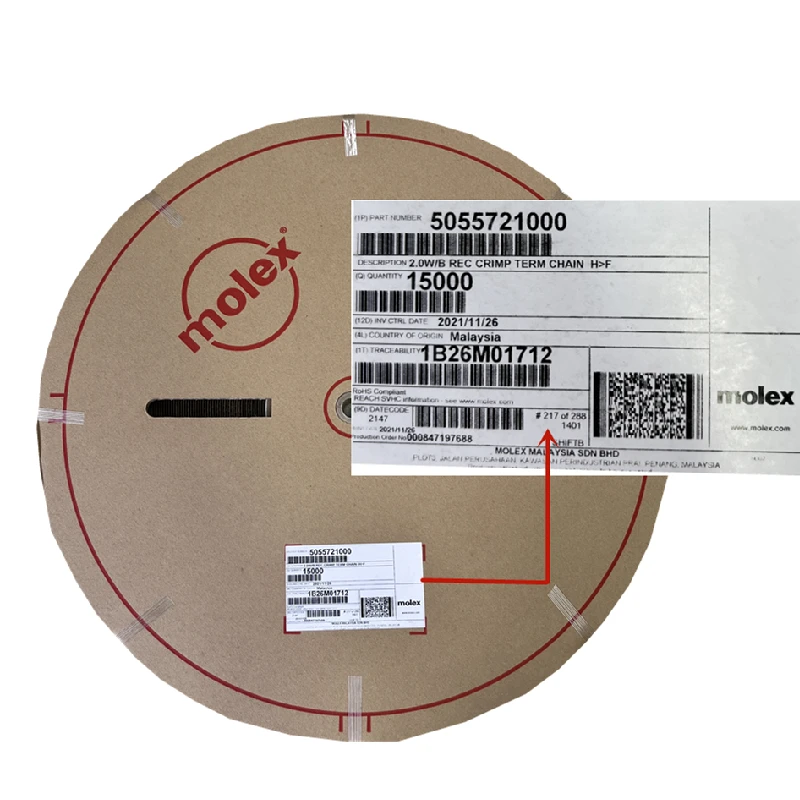 Электрический соединитель Molex 505572-1000 шаг 2,00 мм микро-замок плюс гнездовой обжимной терминал 22-26 AWG в наличии