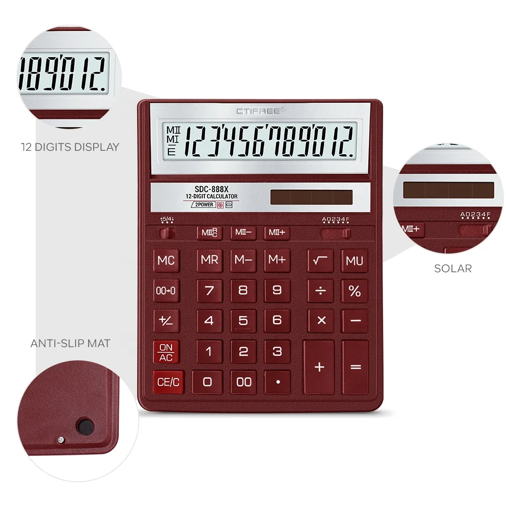 12 16 Digit Factory Supply Original Dual Power Office Stationery ESD Calculator Real Solar Energy Calculadora Desktop