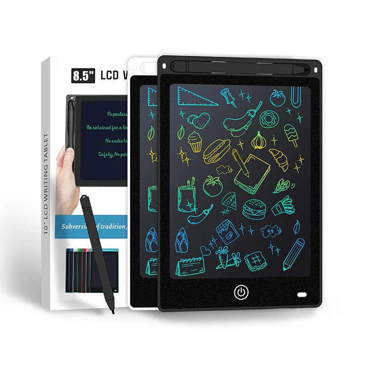 Waterproof E-Writer Memo Pad Colorful Doodle Board White Black LCD Writing Tablet 8.5inch For Kids Gift With Lock Button