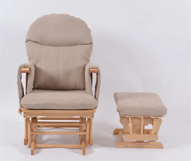 brown Color Breast Feeding Baby Sleeping Mother Nurse Reclinable Adjustable Pillow Glider Chair with Stool