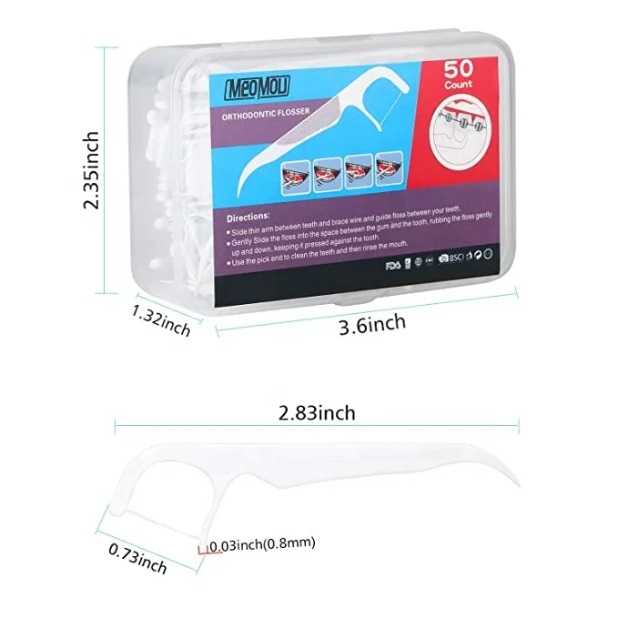 Orthodontic Flossers for Braces, 50 Count Dental Ortho Floss Picks
