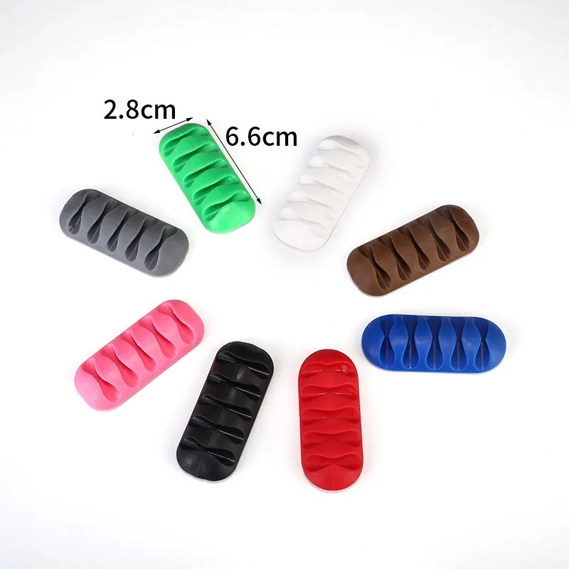 1 slot/3 slots/5 slots TPR  Silicone Cable Organizer Clamp Desktop USB Cable Clips Winder Tidy Management Holder