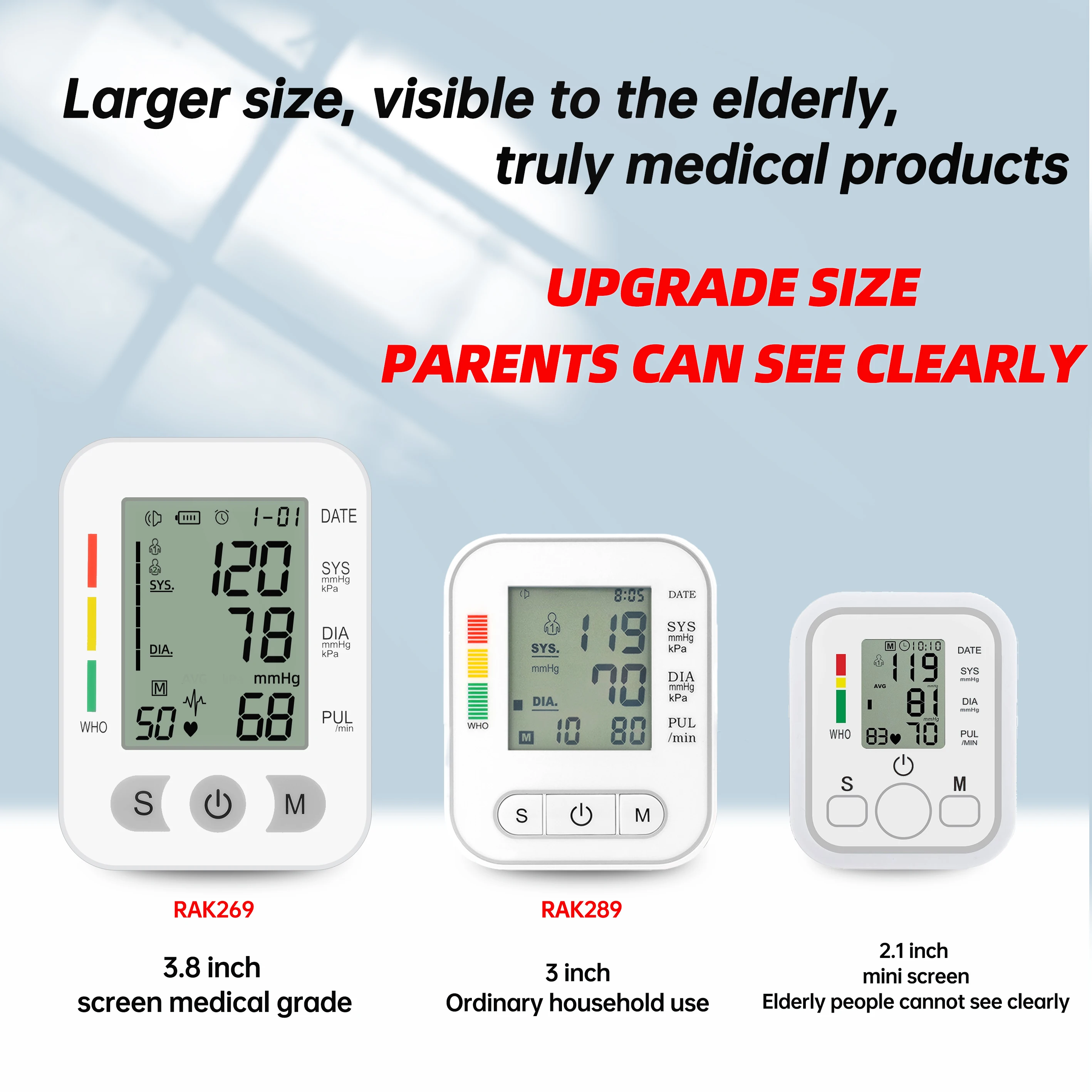 szkia Blood Pressure Monitor  Automatic Upper Arm Universal Cuff  Jumbo Color Backlit Display 180 Memory Includes Batteries