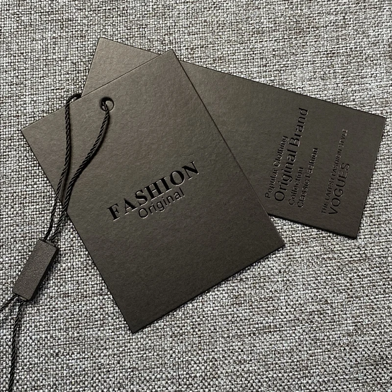 Luxury Black Small Custom Black Luxury Hang Tags for Clothes with your Own Logo