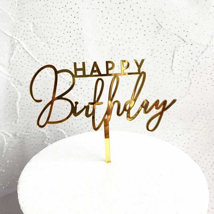 
Creative Letter Gold Acrylic Happy Birthday Cake Topper 18th birthday Cake Decoration for party Supplies 