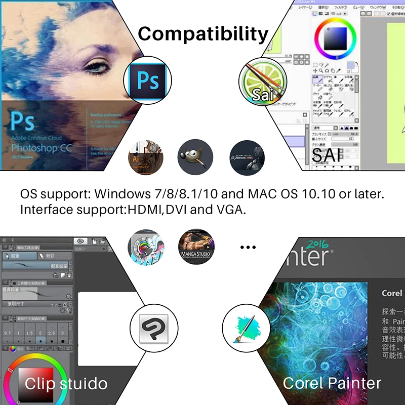 Huion Kamvas pro 22 2019 battery-free electromagnetic tilt function pen display