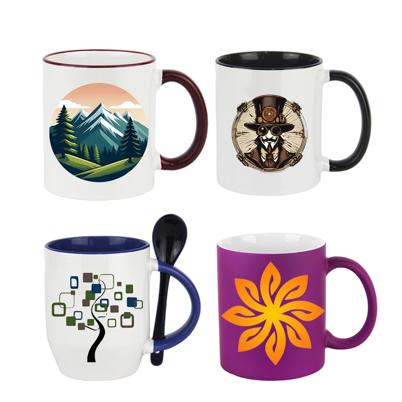 Wholesale 11oz Ceramic Coffee Mug Glitter Ceramic Coffee Mugs Sparkling Cups for DIY Sublimation Porcelain Coffee Mugs