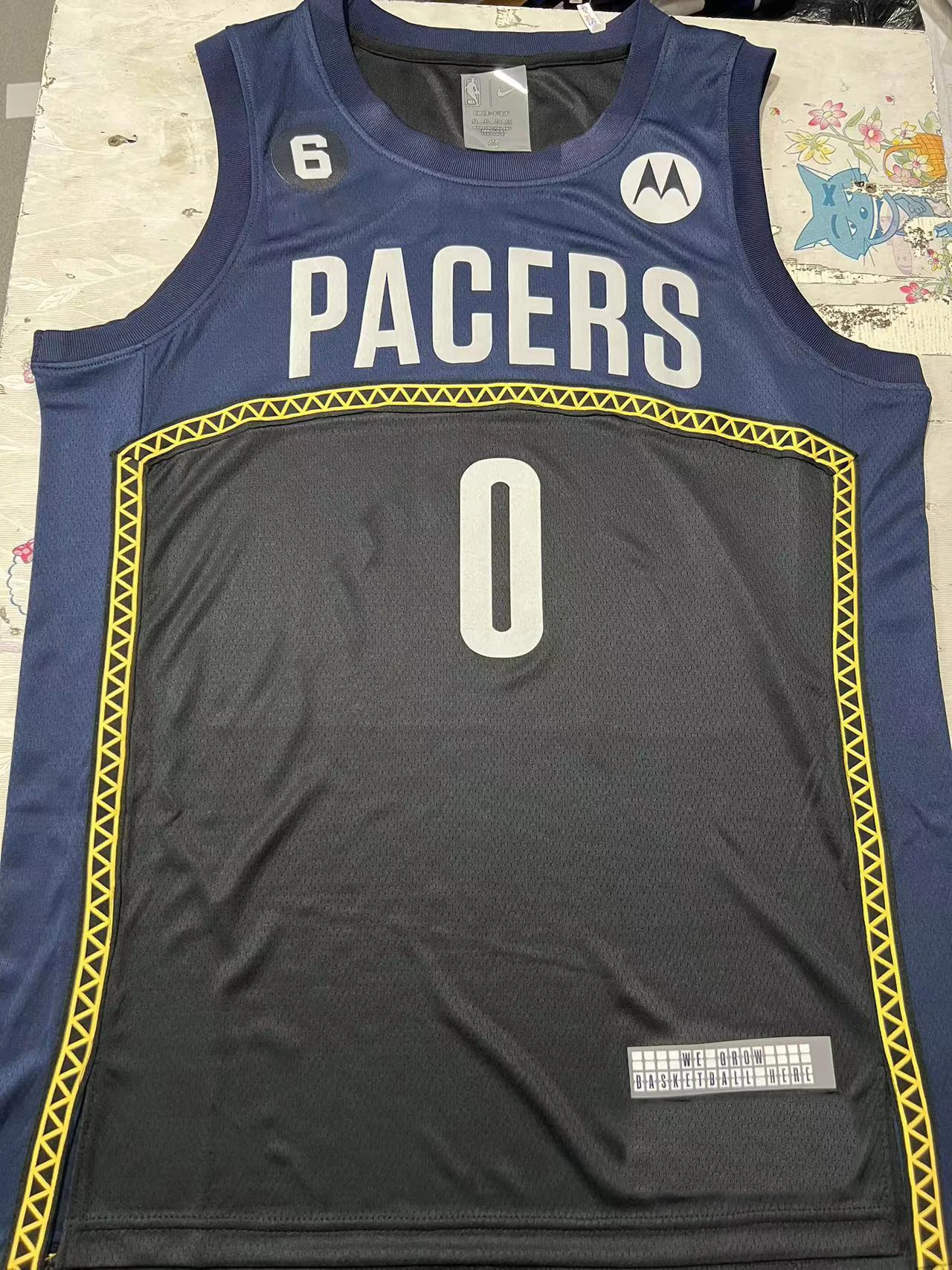 Original 1:1 heat press Unisex Indiana team #0 Tyrese Haliburton NK Blue 2022/23 City Edition basketball uniforms for men