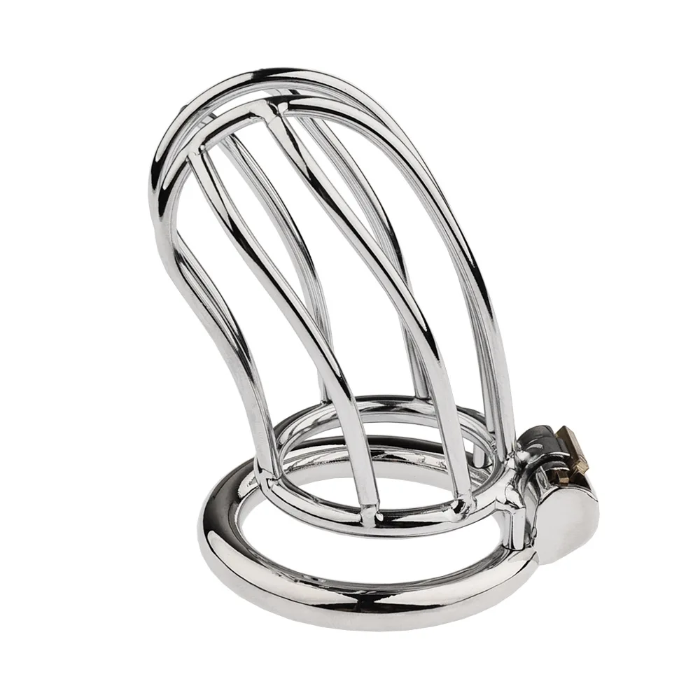 HMJ male sm penis hidden lock device banana shape cock urethral catheter metal stainless steel chastity lock for males