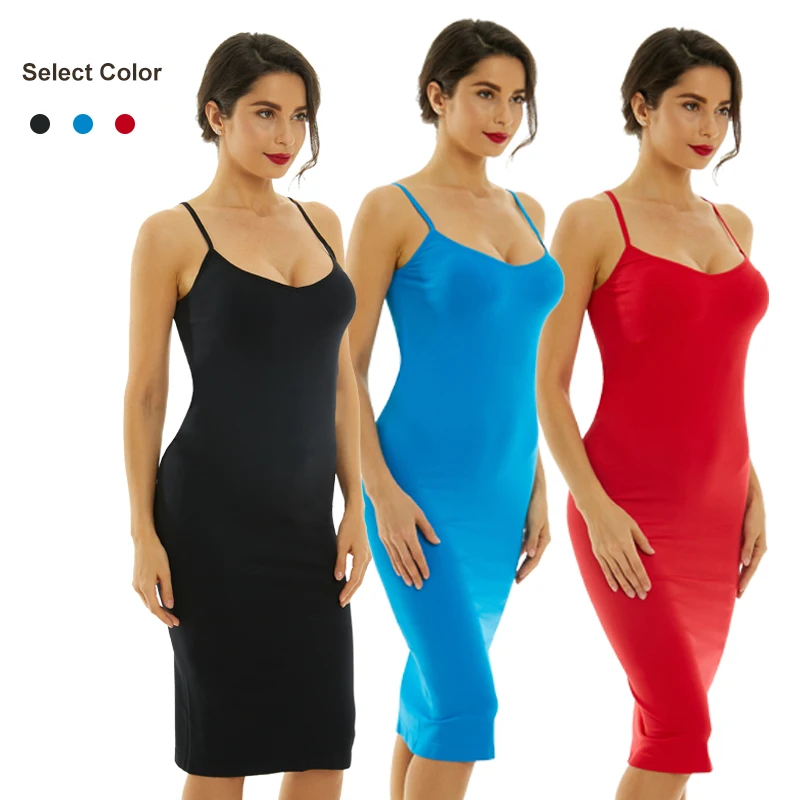 2022 OEM Low Moq Full Slip Spaghetti Strap Women Sexy Soft Basic Stretchy Slips Undergarment Nightwear Camisole Chemise Dress