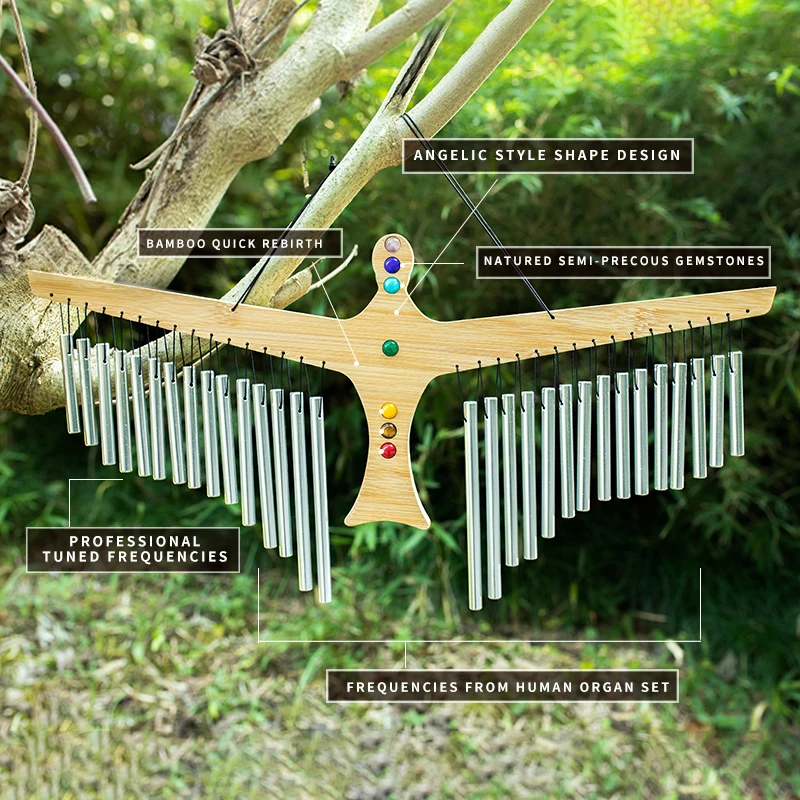 amazon best sales angelic zenergy chimes zen energy hand bells for spiritual healing OM Yoga  Gemstone seven chakra healing sets