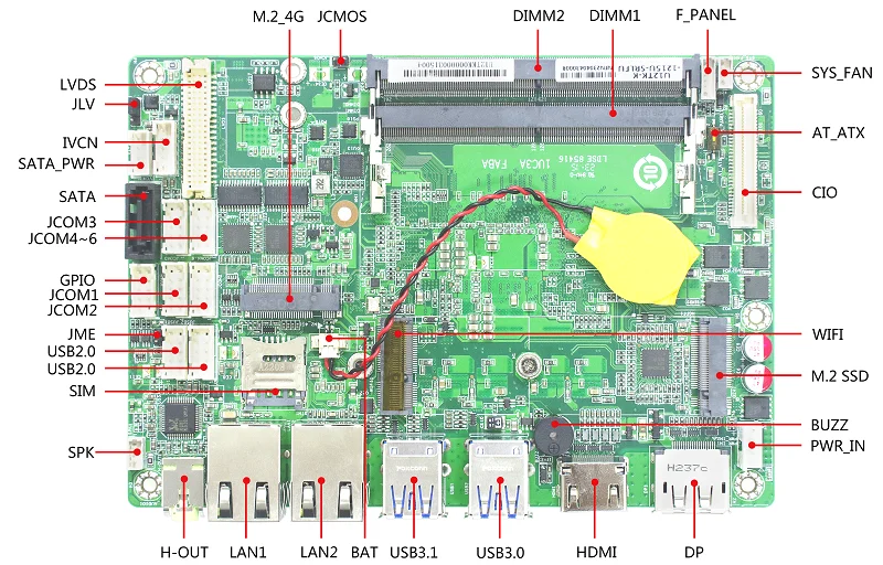 PT-U67TK Support 12V/19V DC power supply 3.5 inch industrial grade mother board 2*LAN/6*COM/8*USB/8*GPIO industrial motherboard
